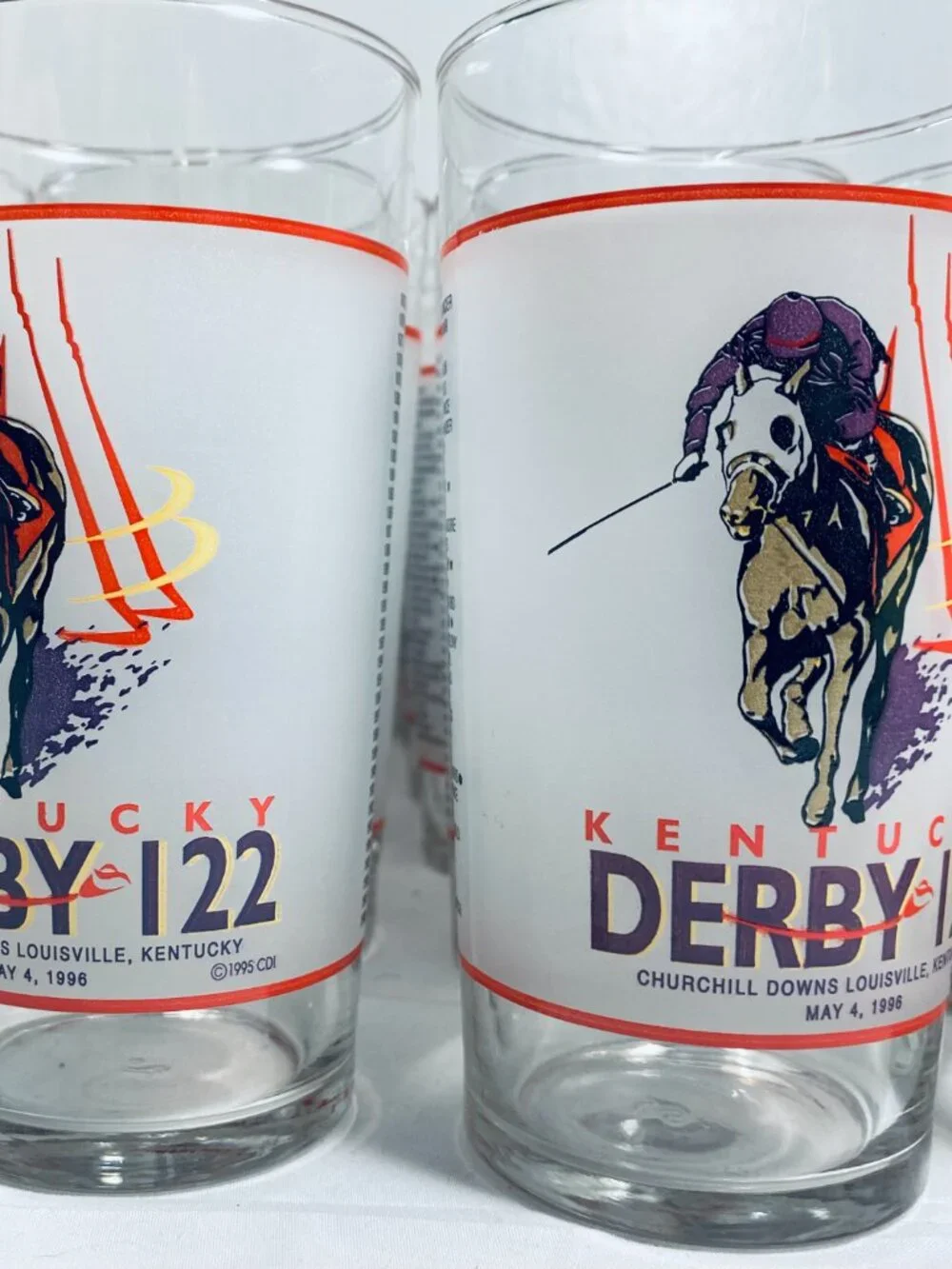 (28) VNTG Kentucky Derby Churchill Downs #122 May 4 1996 Official Comm. Glasses
